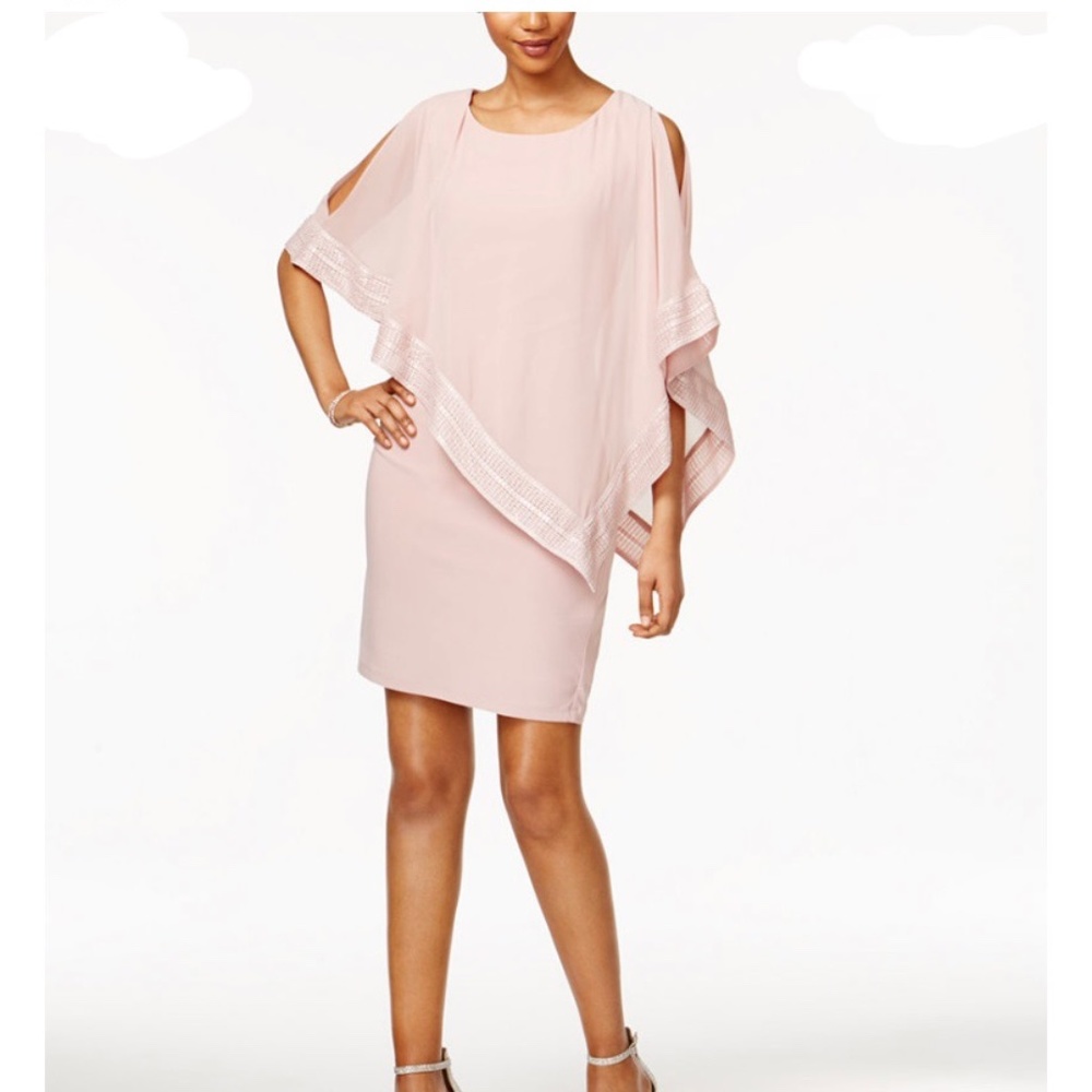 Stylish light pink capelet dress